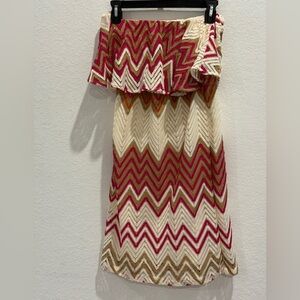 Judith March Cream and Pink Chevron Dress
